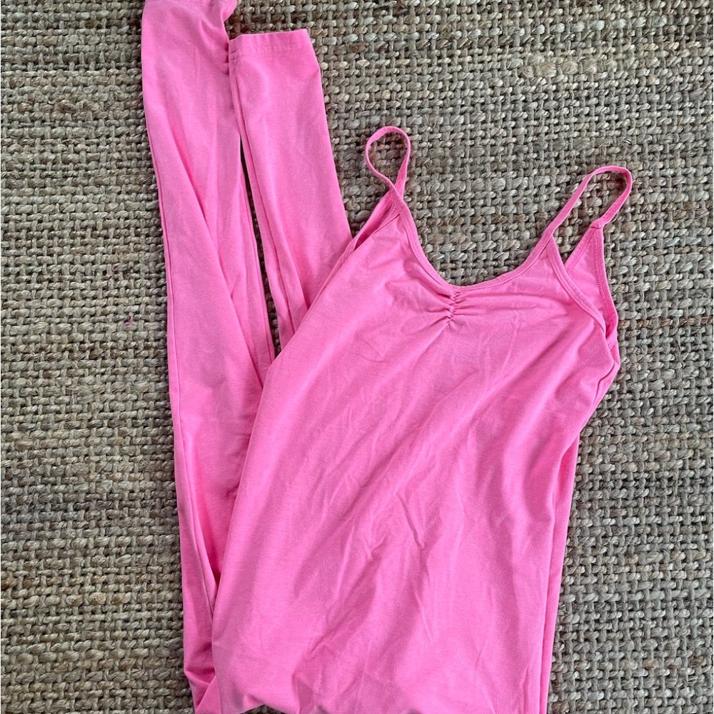 American Apparel Pink Cotton Unitard / Full-Length Body Suit